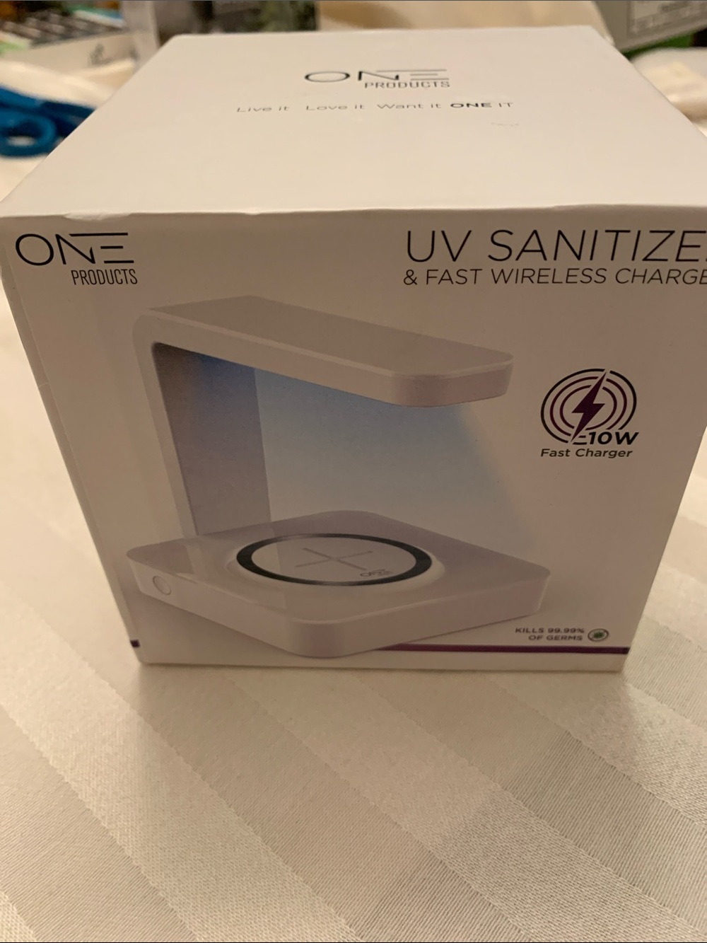 ONE Products UV Sanitizer & Fast Wireless Charger - White